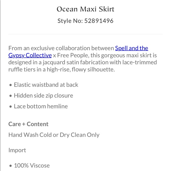 NWOT | SPELL & THE GYPSY OCEAN MAXI SKIRT: SMALL - Picture 5 of 8